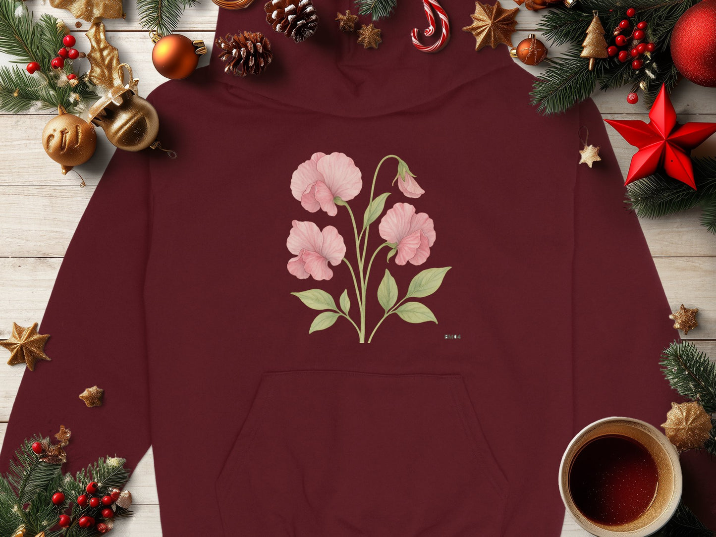 Festive Floral Graphic Design Hoodie Product