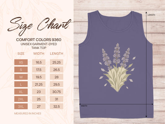 Lavender Floral Graphic Unisex Garment-Dyed Tank Top product type