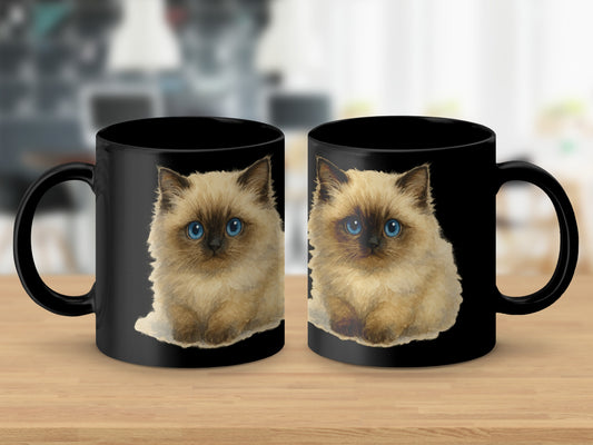 Cute Fluffy Cat Black Coffee Mug product type