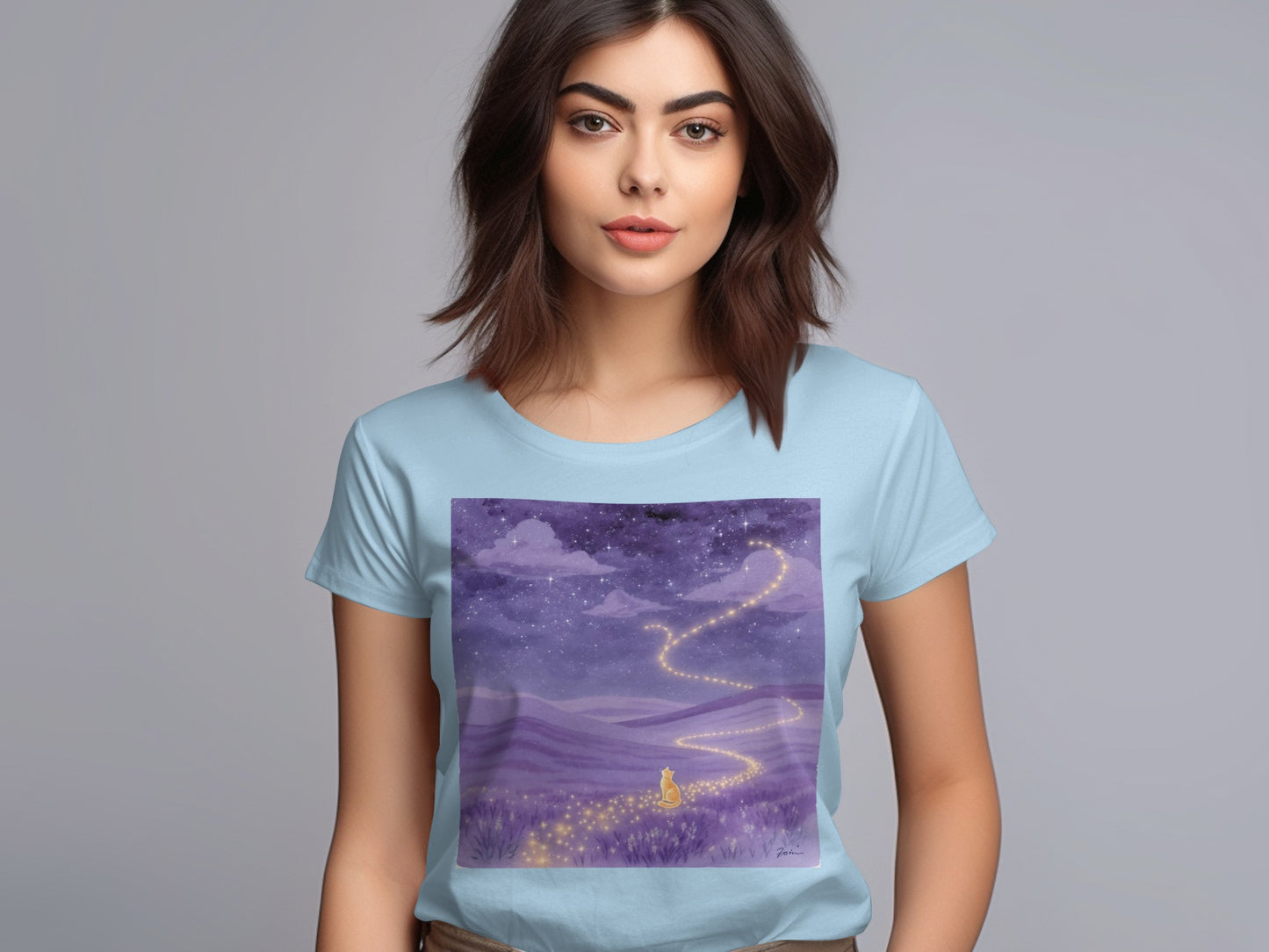 Enchanting Night Sky Path Design on T-shirt product