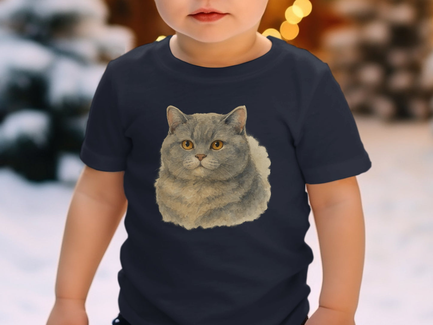 Cute Gray Kitty Illustrated Kids TShirt product type