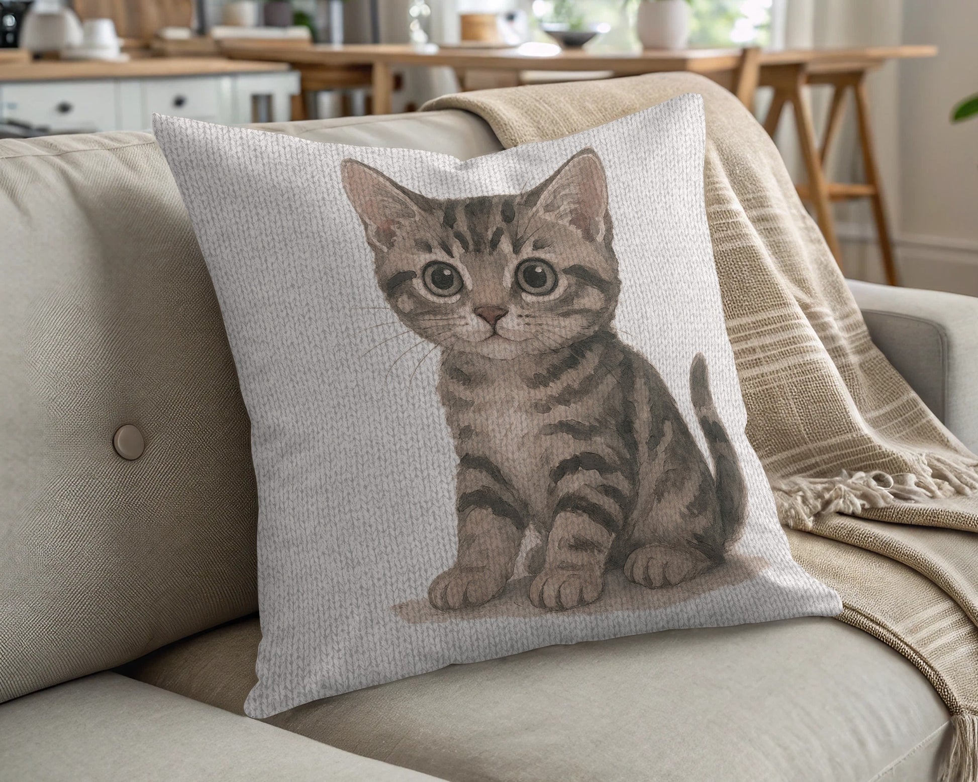 Cute Cat Illustration Cozy Pillow product