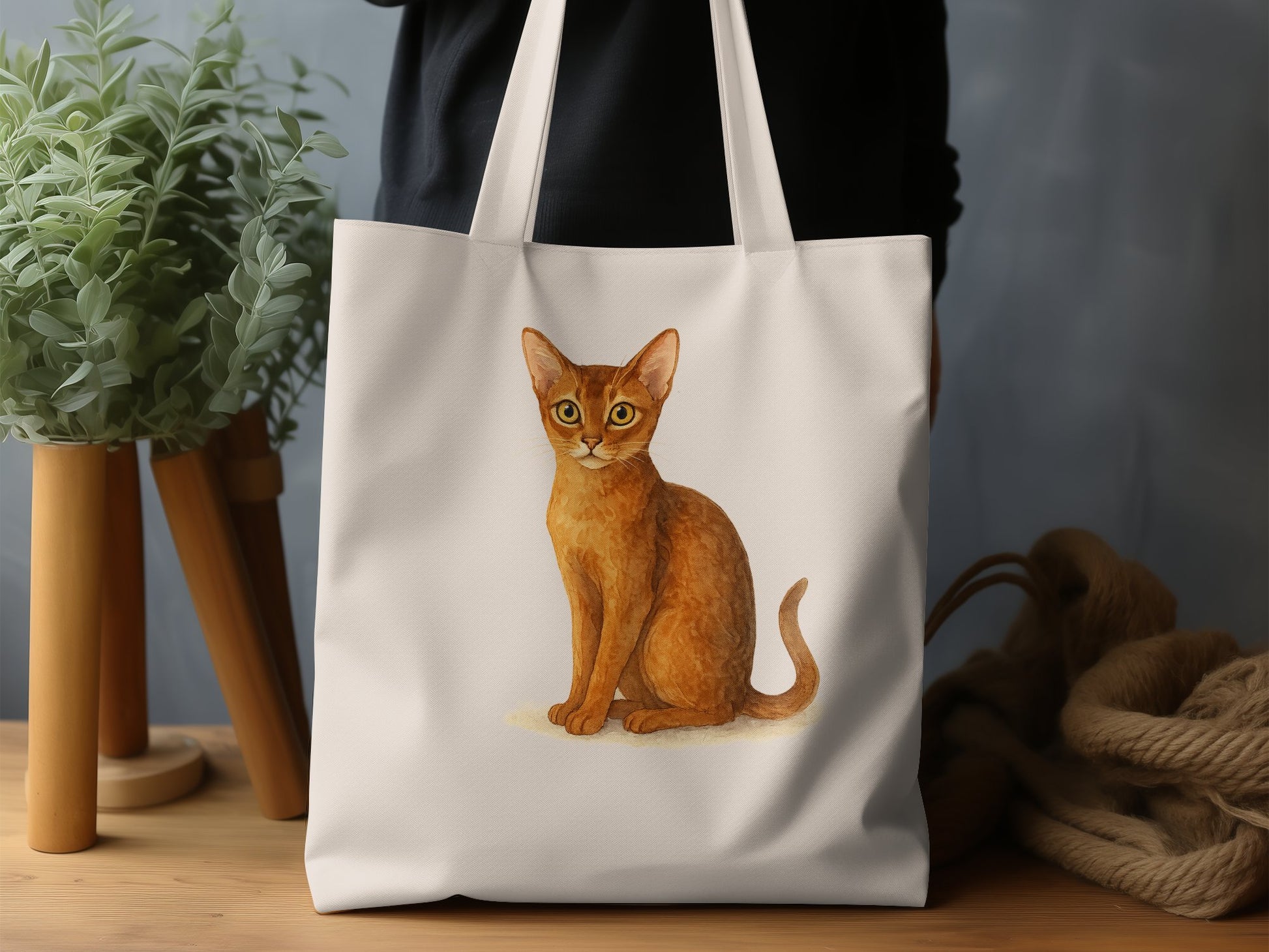 Stylish Orange Cat Print Tote Bag Shopping product type