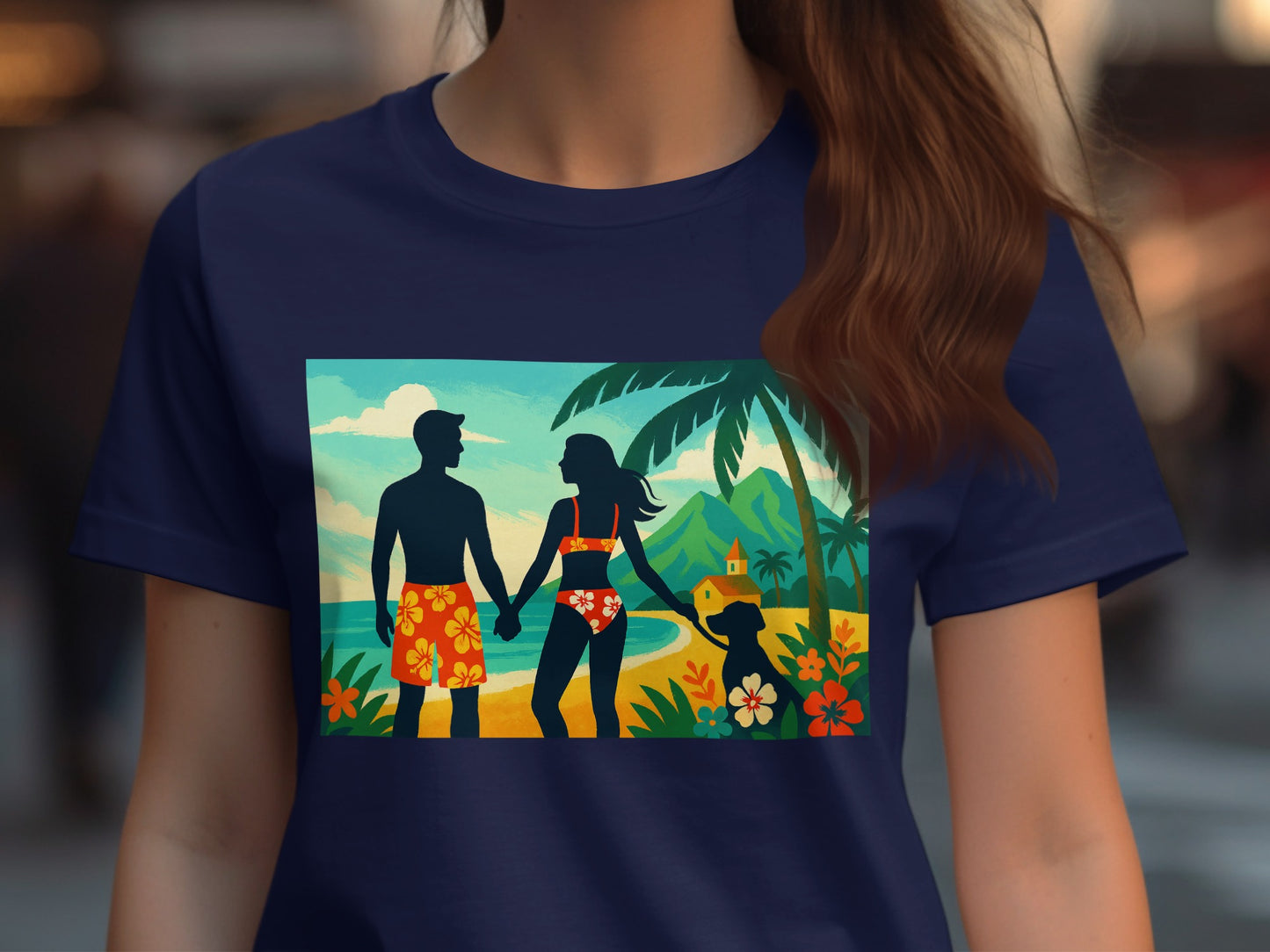Tropical Beach Couple Graphic T-shirt product type
