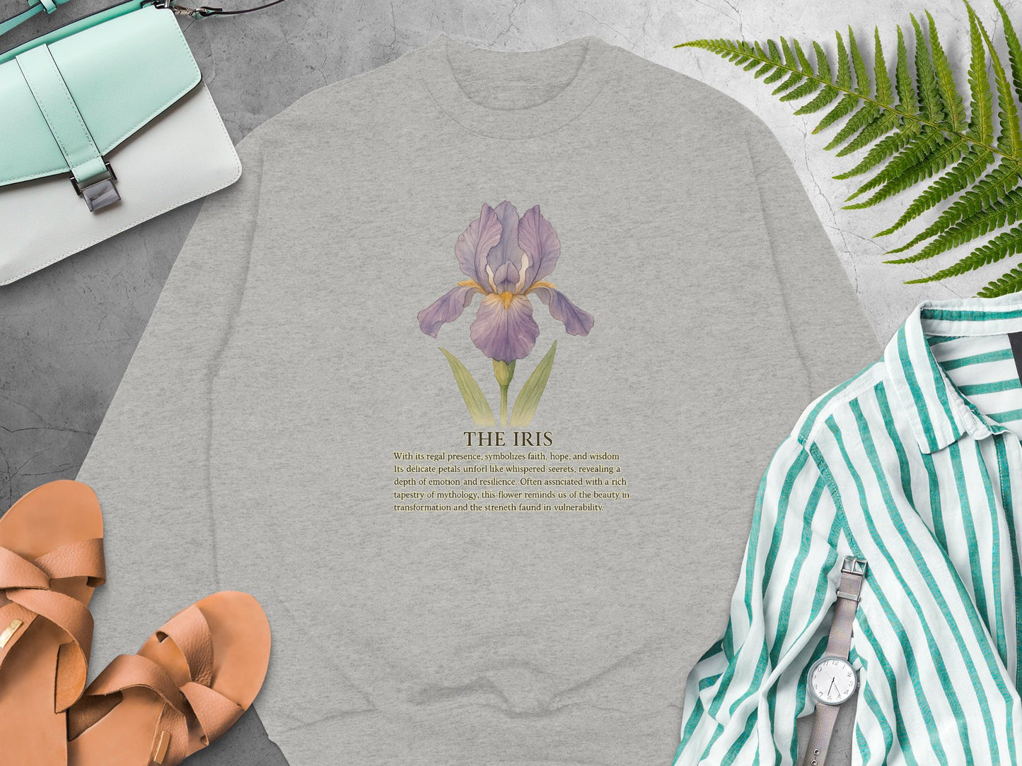 The Iris Botanical Illustrated Gray Sweatshirt product