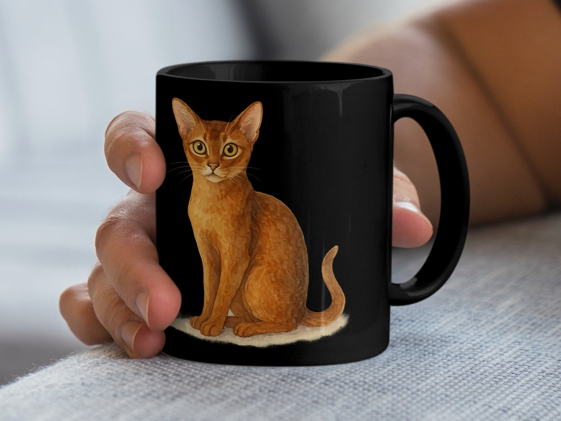 Cute Cat Design Black Mug for Cat Lovers Product