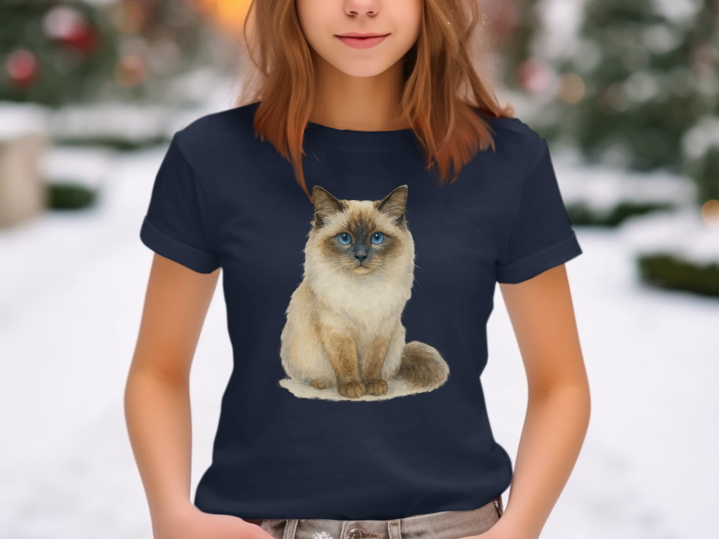 Blue-Eyed Cat Printed on Cozy Comfortable T-Shirt product type
