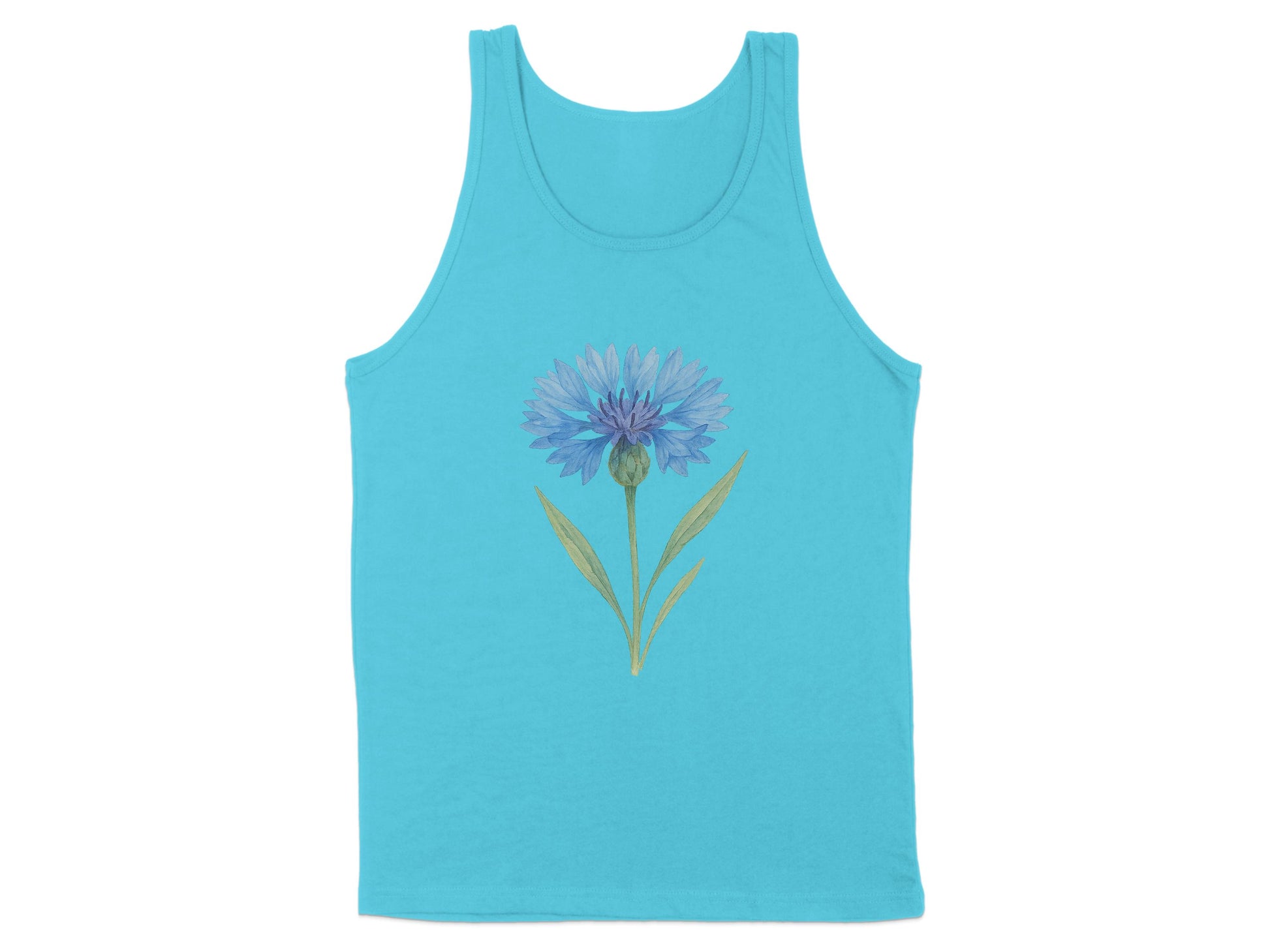 Vibrant Blue Tank Featuring Artistic Floral Design product type