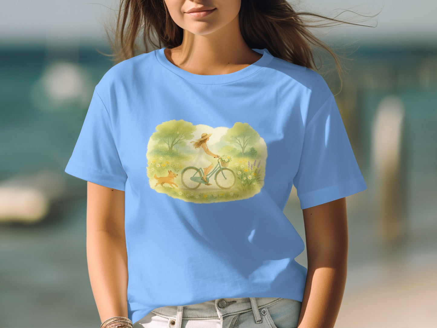 Cute Casual Summer Bicycle Ride T-Shirt Product