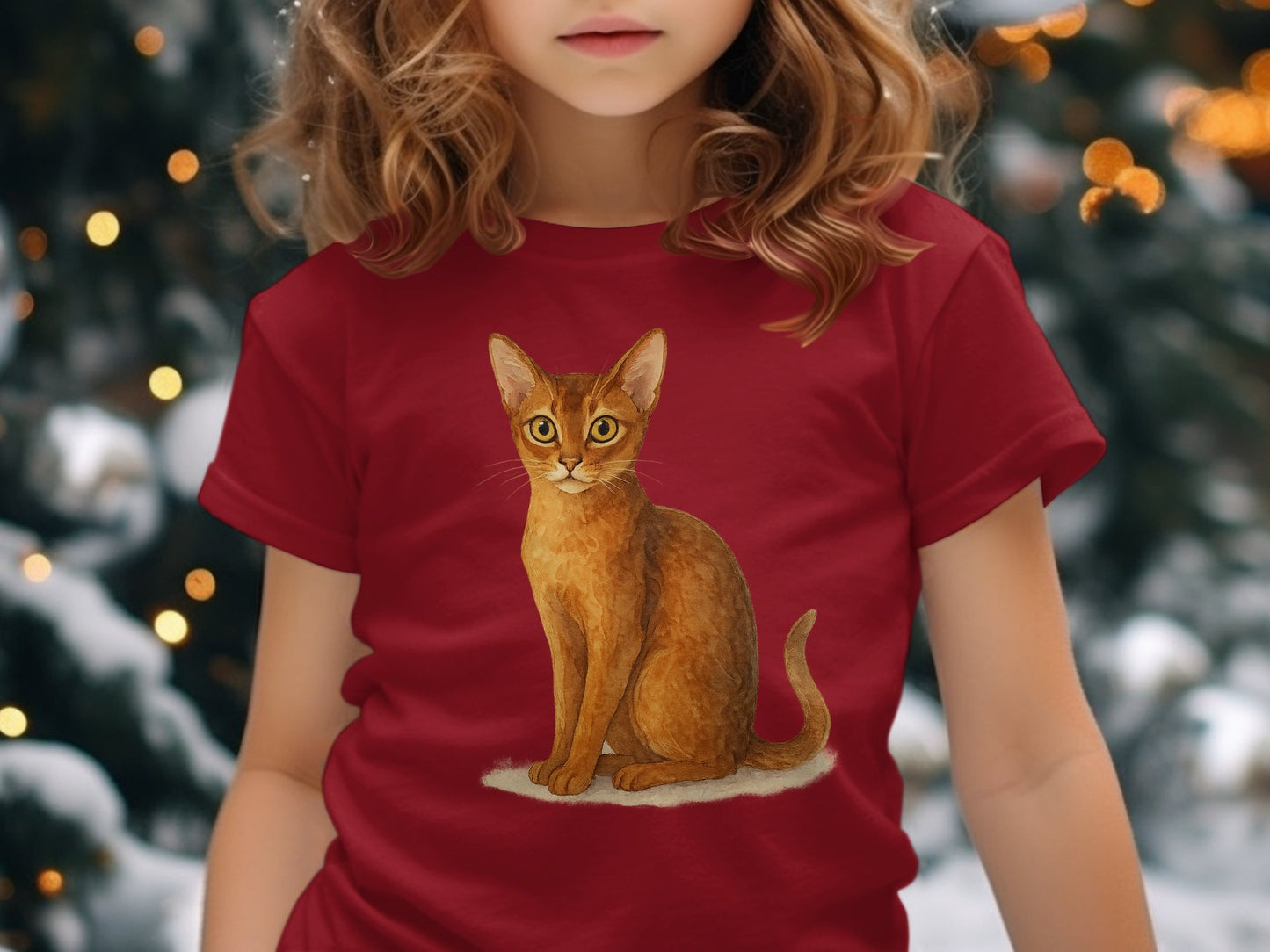 Red Holiday Cat Design Kids T-Shirt product type