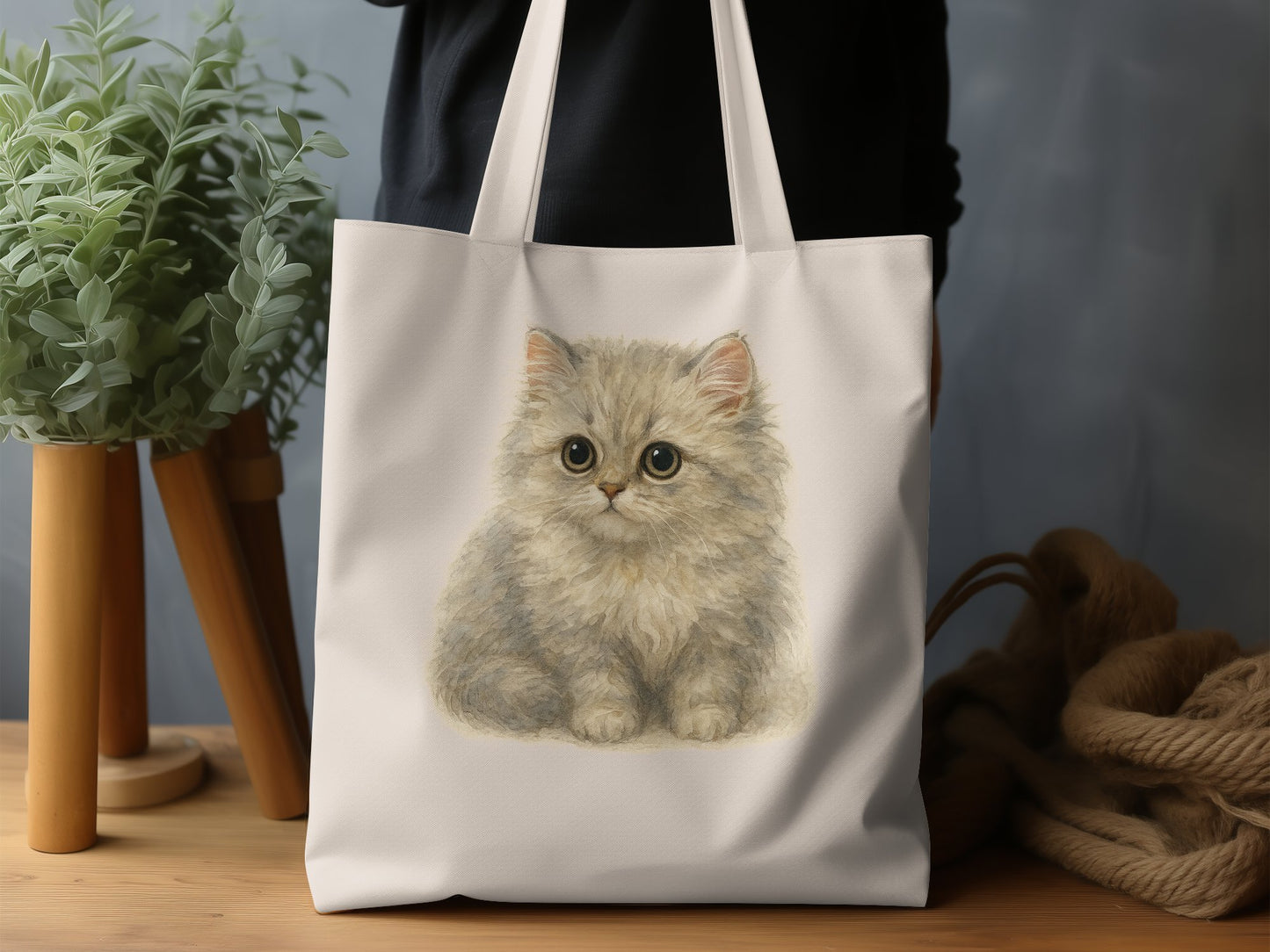 Cute Fluffy Kitten Print Tote Bag Product