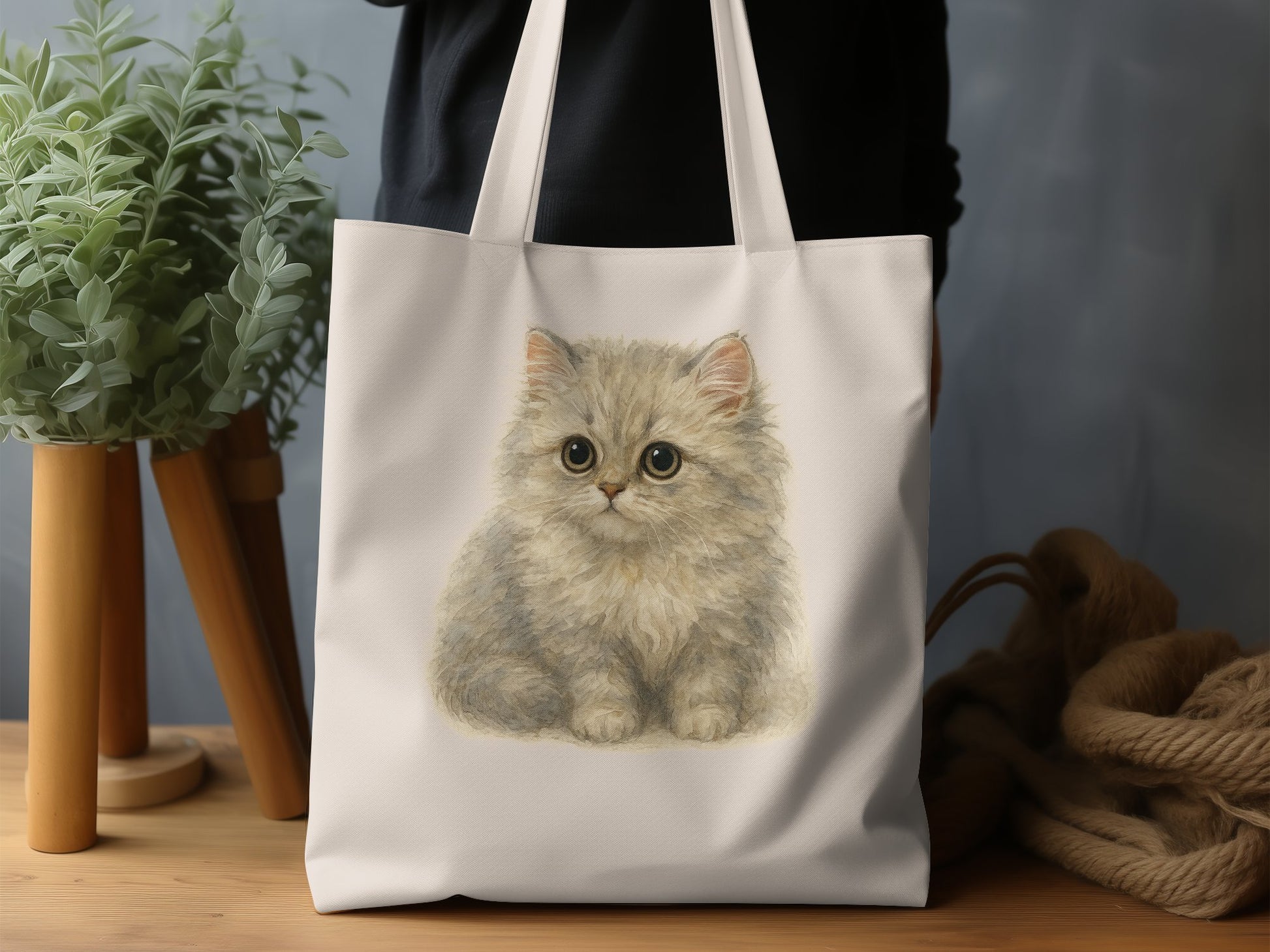 Cute Fluffy Kitten Print Tote Bag Product