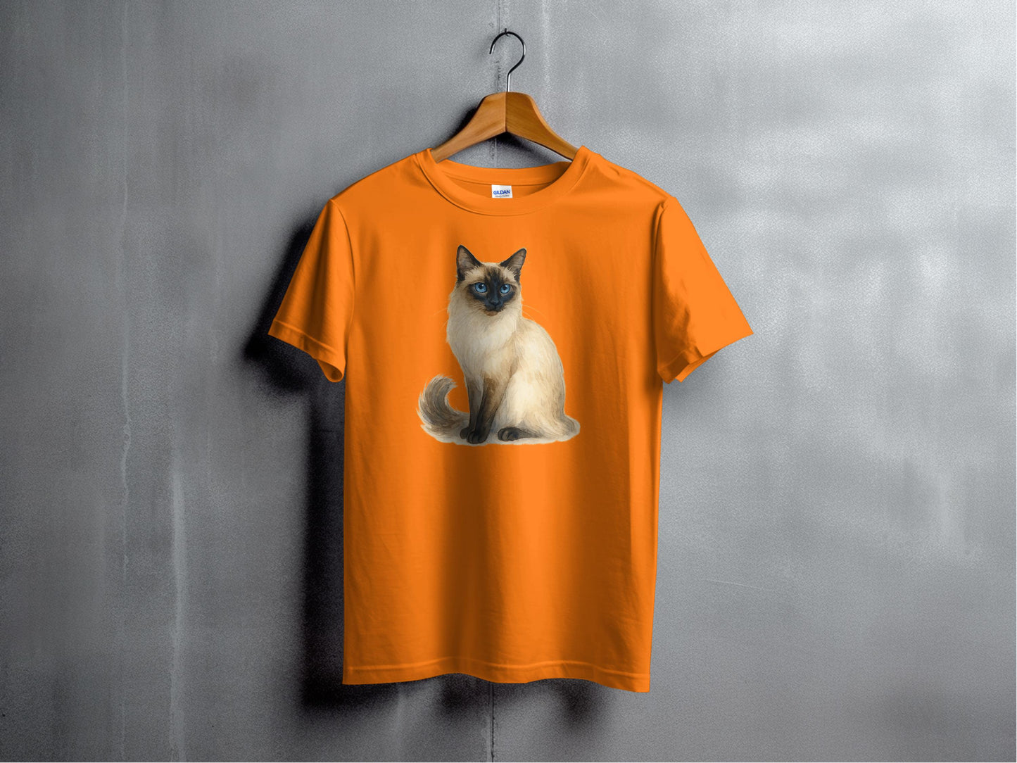 Siamese Cat Graphic on Orange T-shirt product type