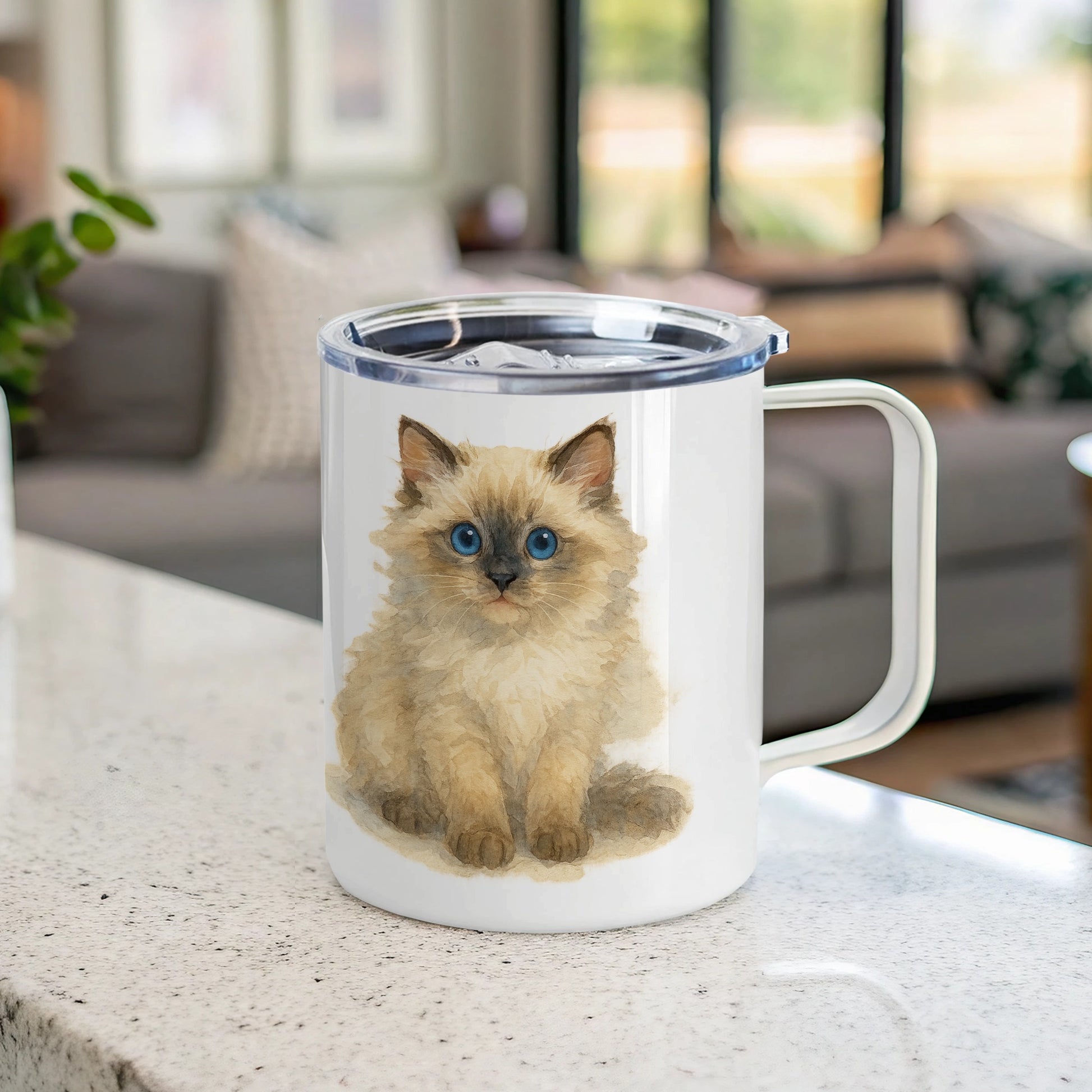 Cute Fluffy Kitten Print Insulated Coffee Mug product