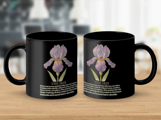 Beautiful Black Glossy Mug with Iris Flower Design product type