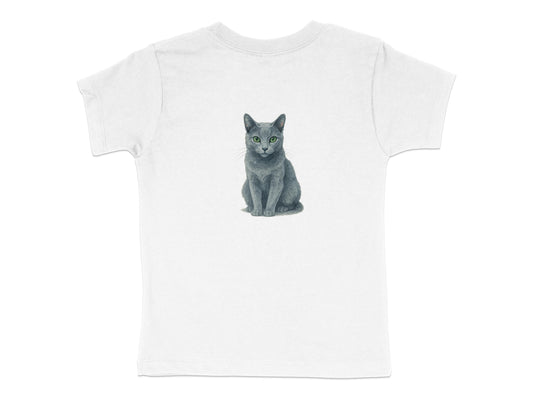 Cute Gray Cat Print on White T-Shirt product