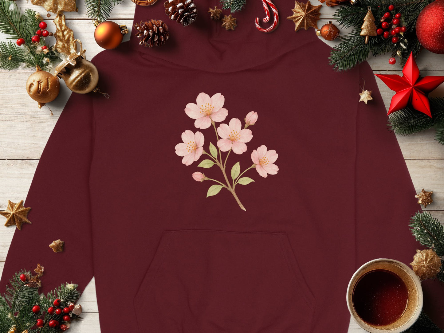 Festive Cherry Blossom Hoodie for Casual Wear product type
