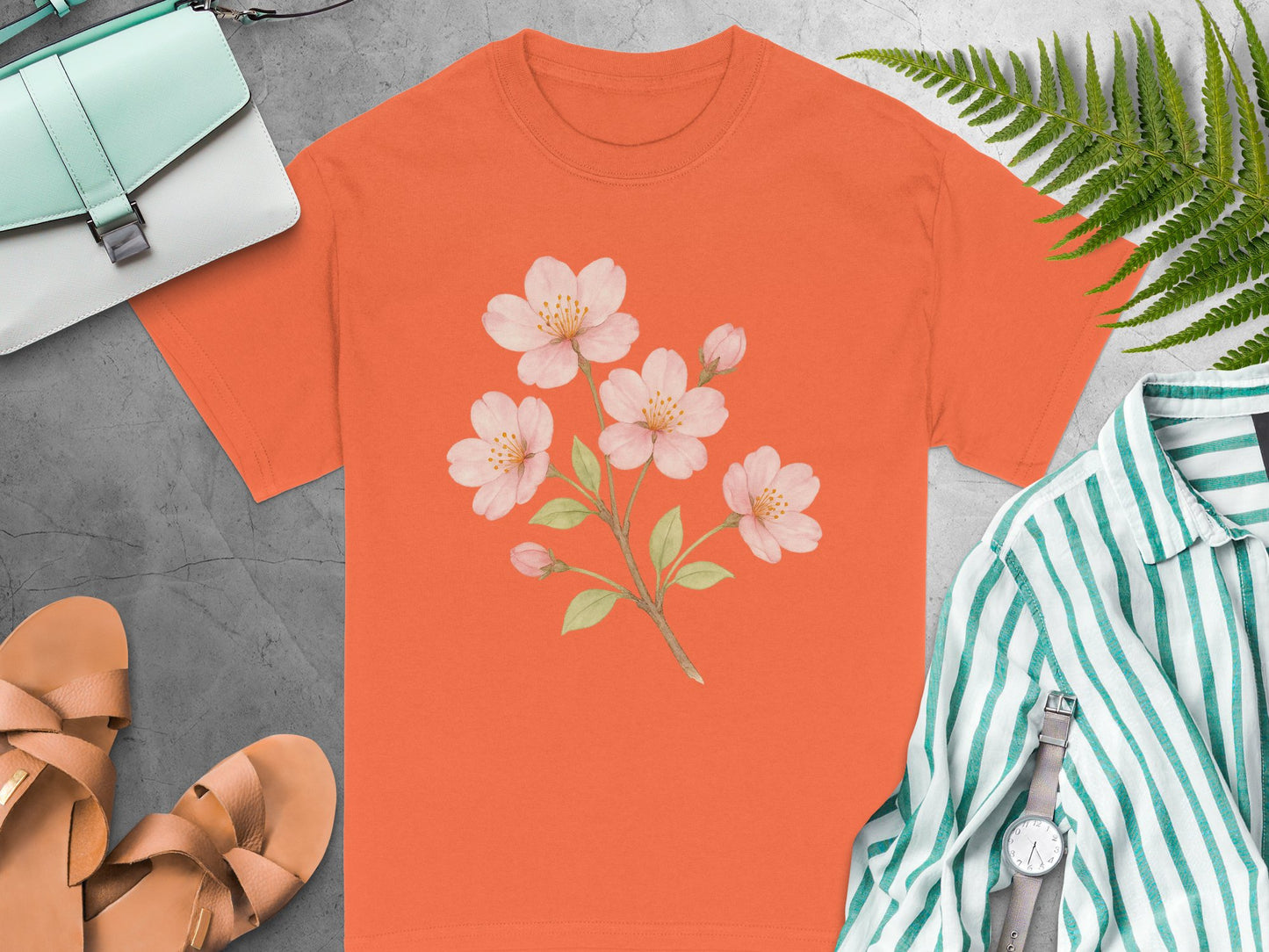 Orange T-shirt with Beautiful Floral Design product