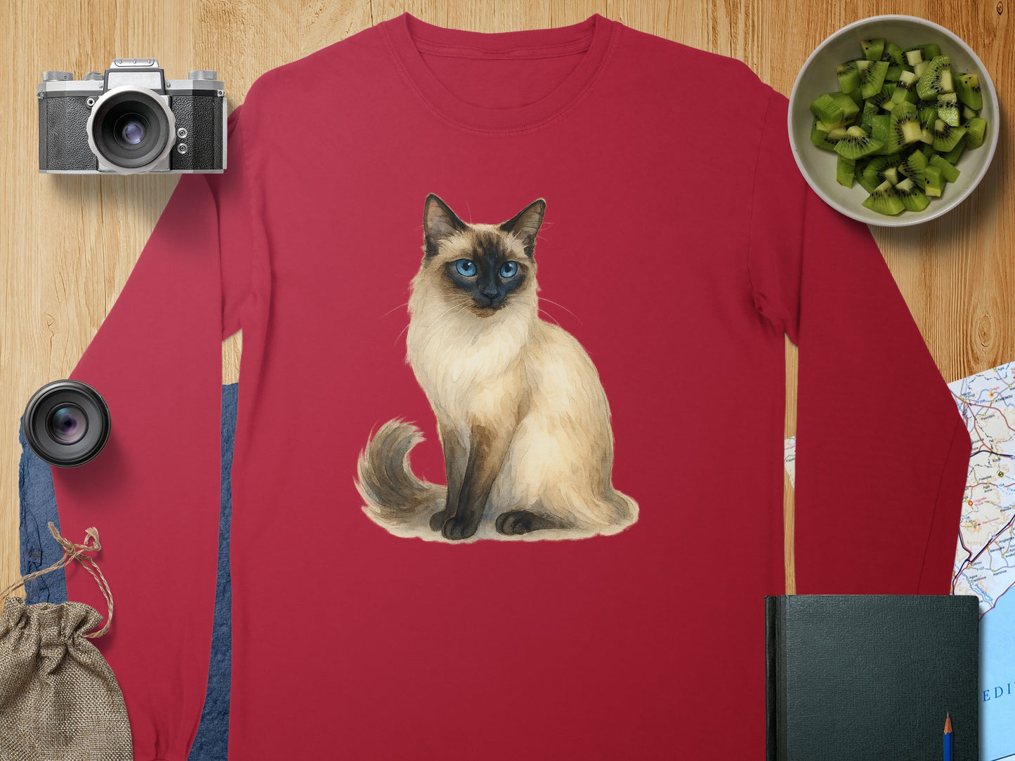 Beautiful Siamese Cat Print Long Sleeve Shirt product