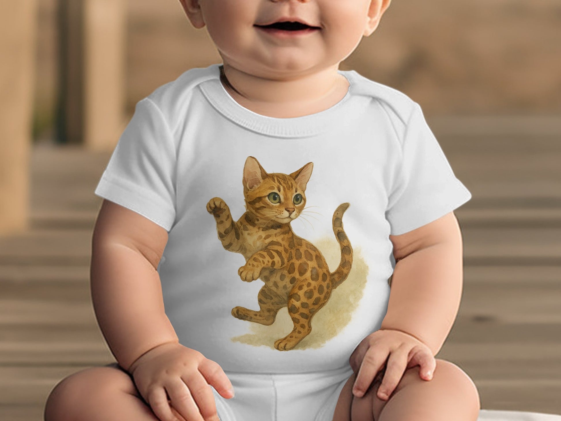 Cute Playful Kitten Print Adorned Baby Onesie product