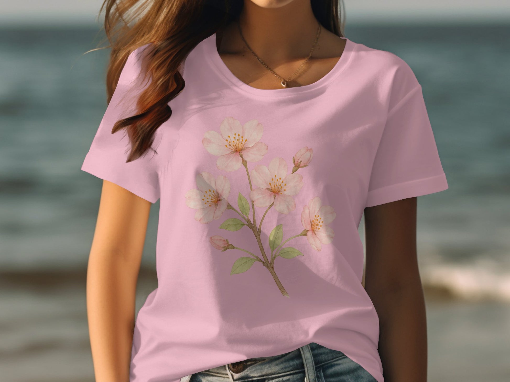 Floral Cherry Blossom Pink Casual T-shirt product type