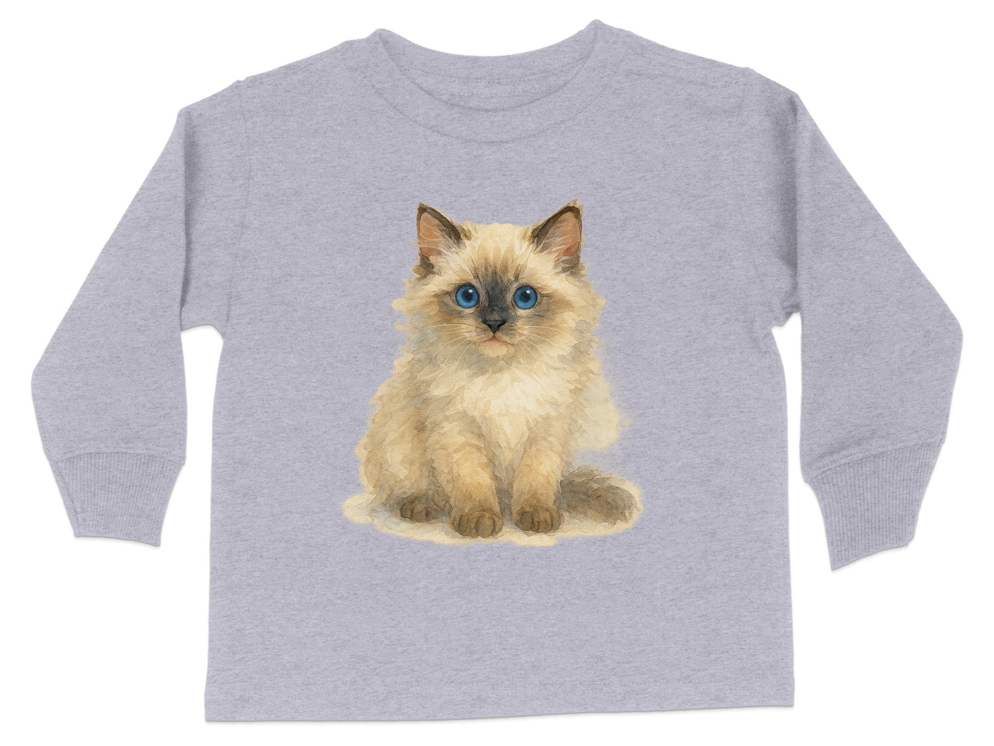 Cute Fluffy Kitten Print on Light Gray Sweatshirt product type