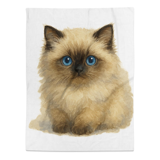 Cute Blue-Eyed Kitten Print on White Blanket product