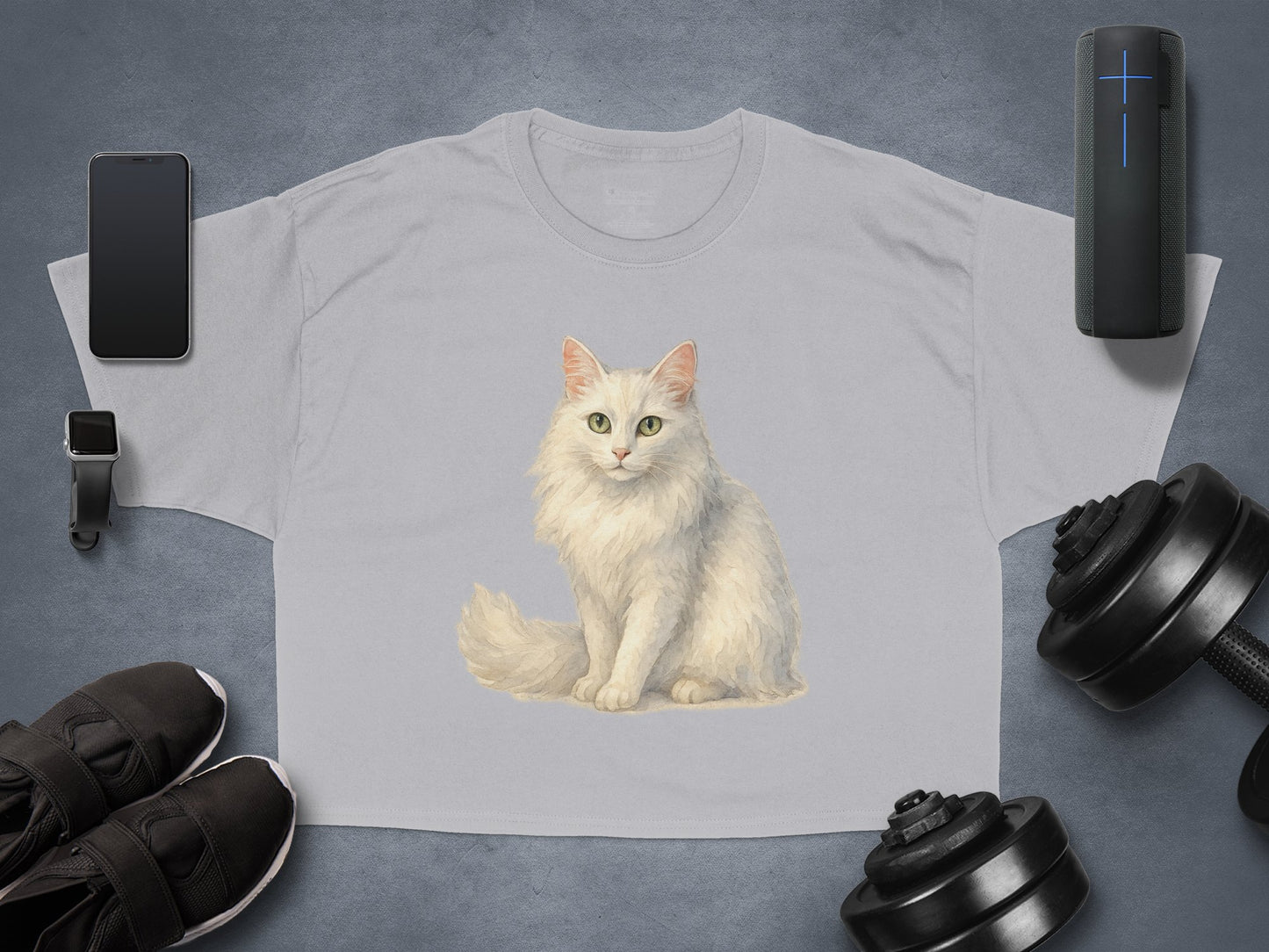 Adorable White Cat Illustration on Relaxed Fit Shirt product