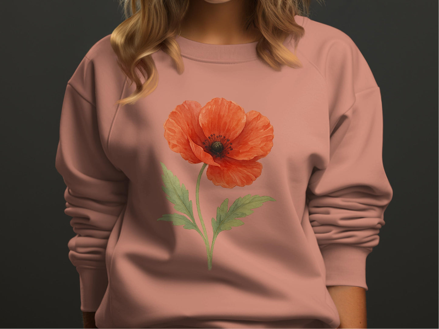 Floral Print Poppy Design Sweatshirt fashion product