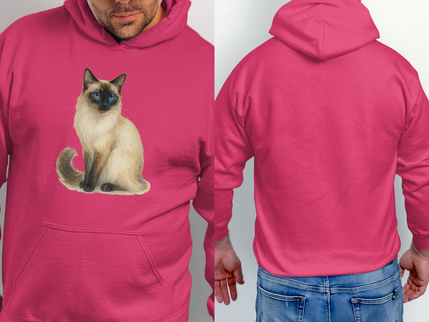 Siamese Cat Design Pink Graphics Hoodie product