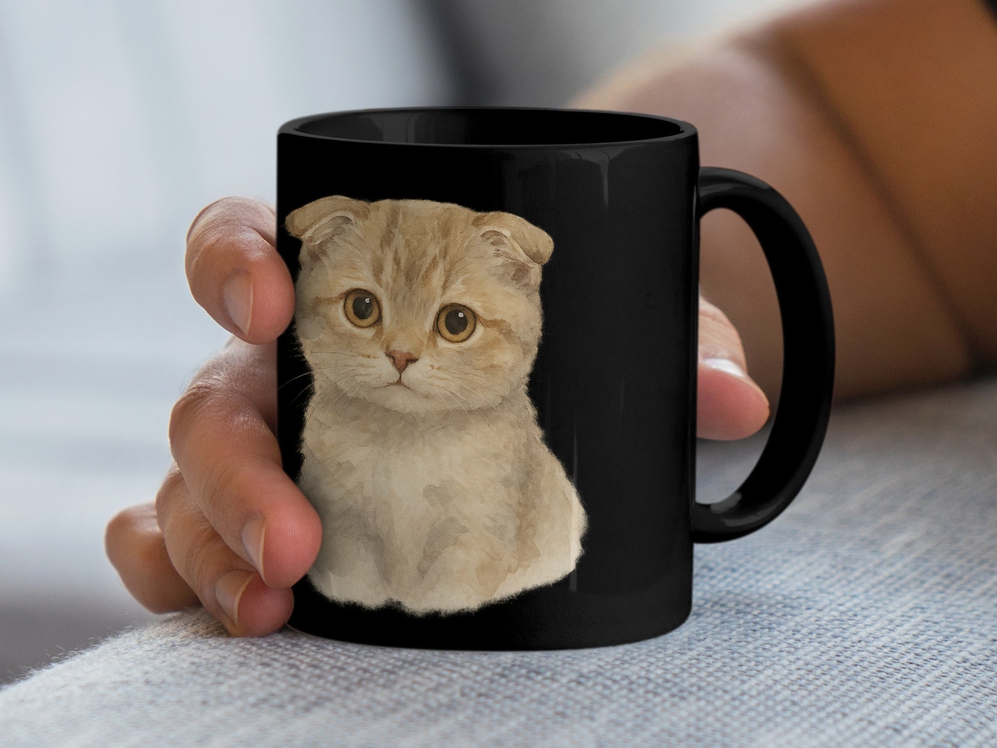 Cute Scottish Fold Cat Design Mug product