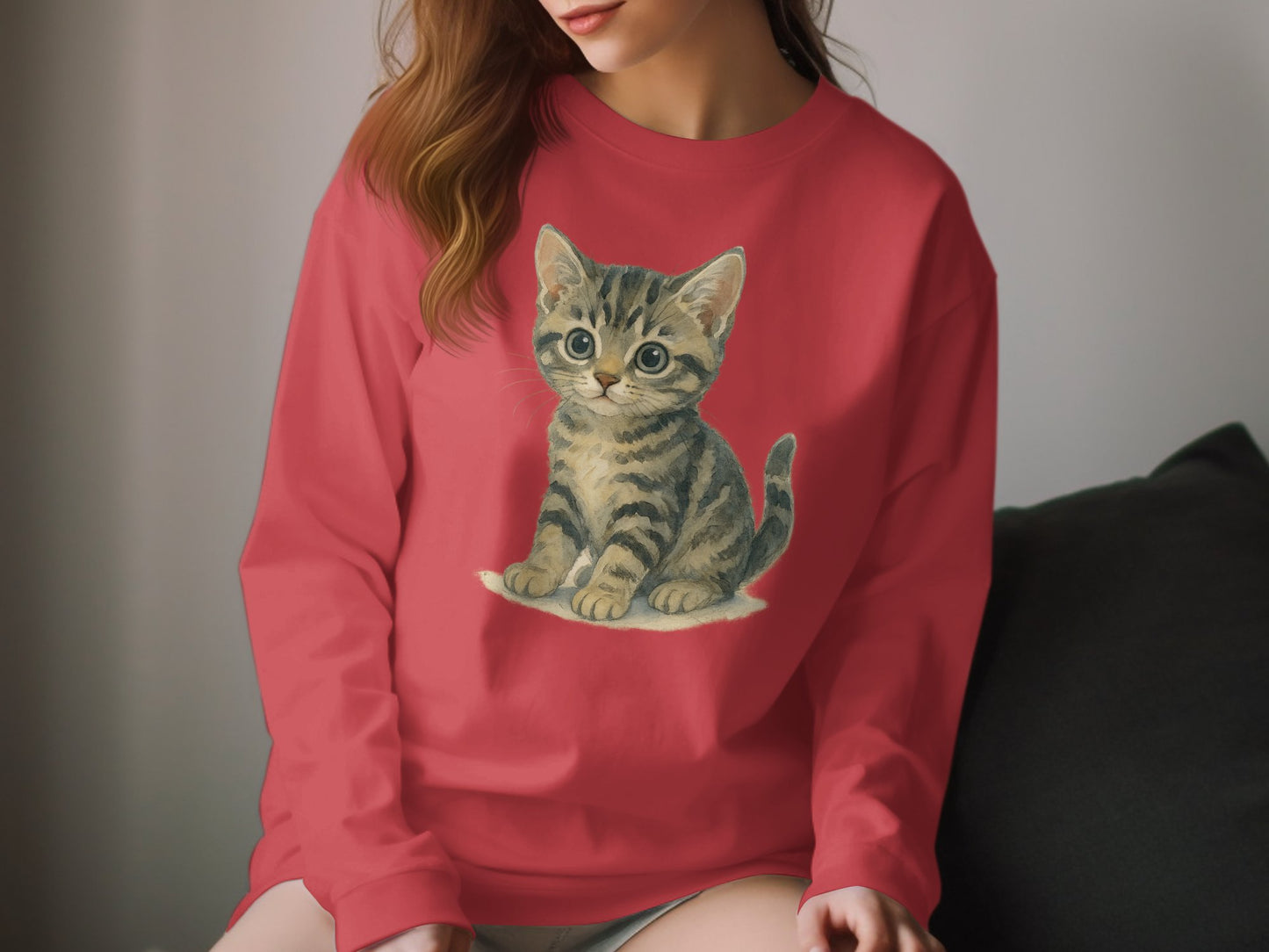 Adorable Kitten Print Long Sleeve Shirt Product