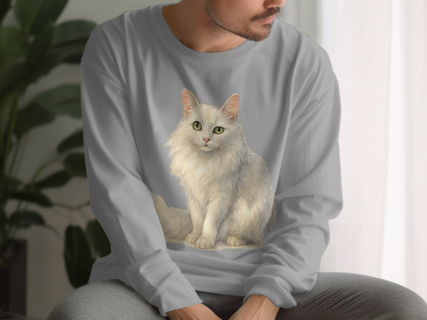Casual Long Sleeve with Realistic Cat Design product type