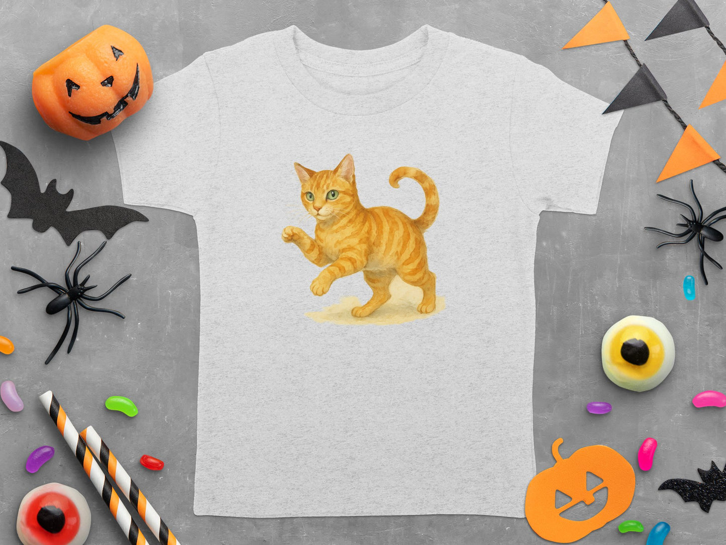Halloween T-Shirt with Cute Orange Cat Design product