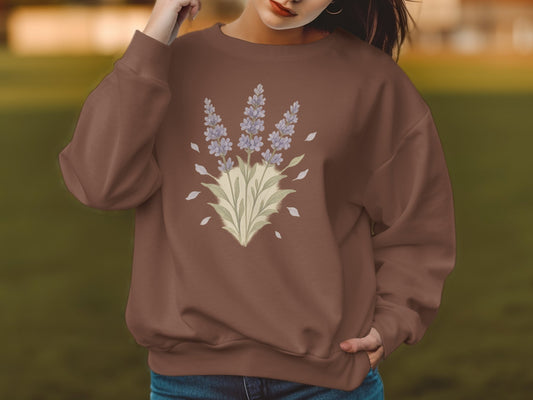 Lavender Floral Design Brown Sweatshirt product type