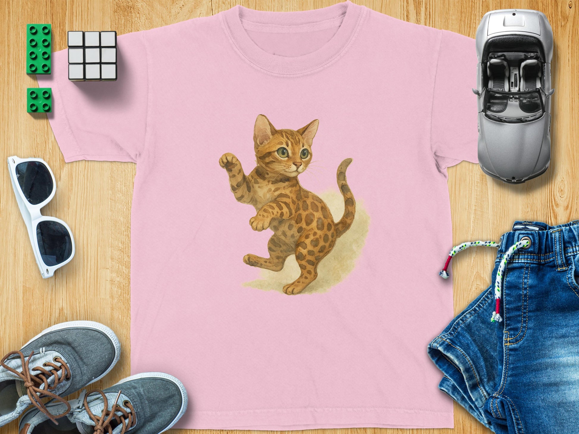 Cute Kitten Graphic on Light Pink Toddler T-shirt product type