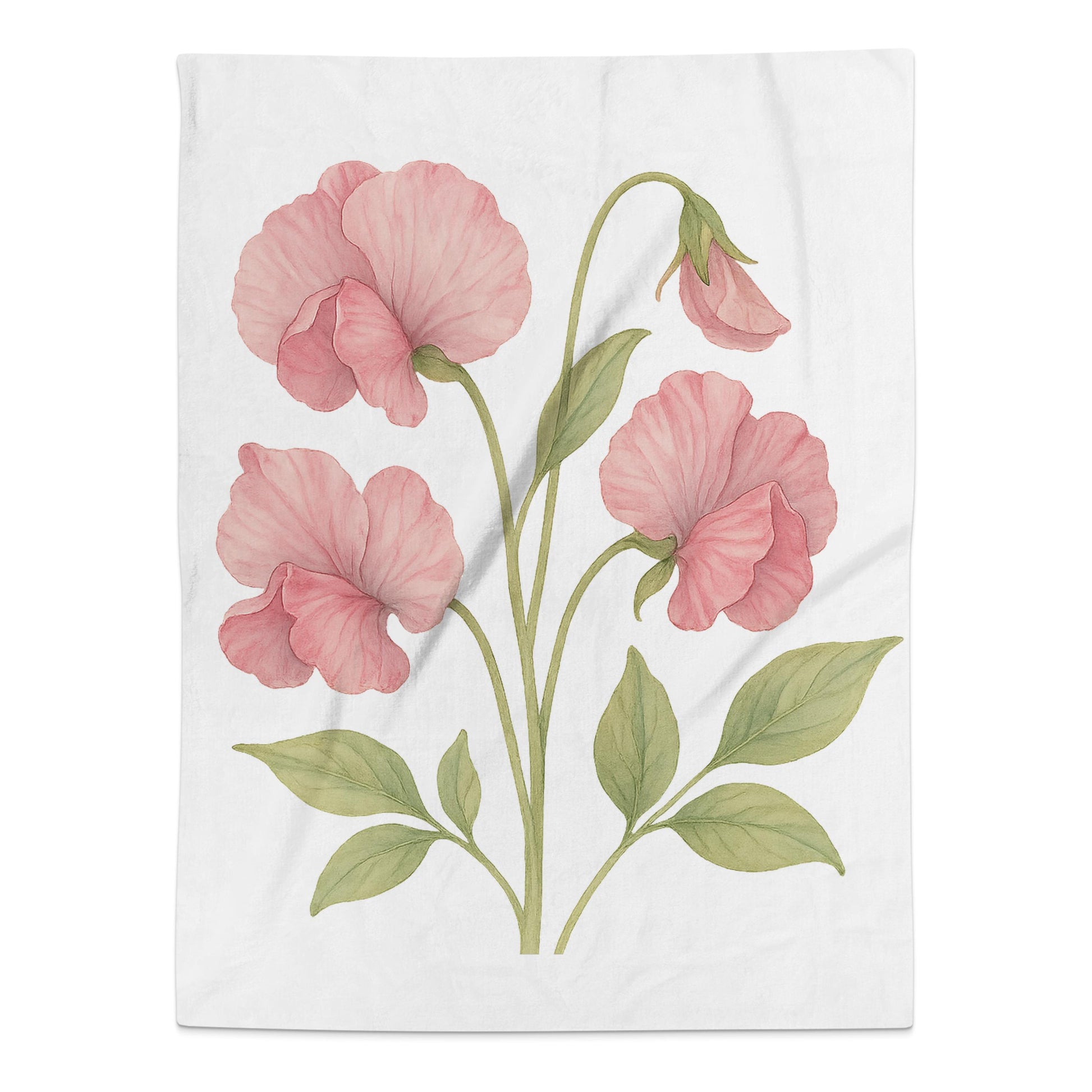 Pink and Green Floral Design Art on Blanket product type