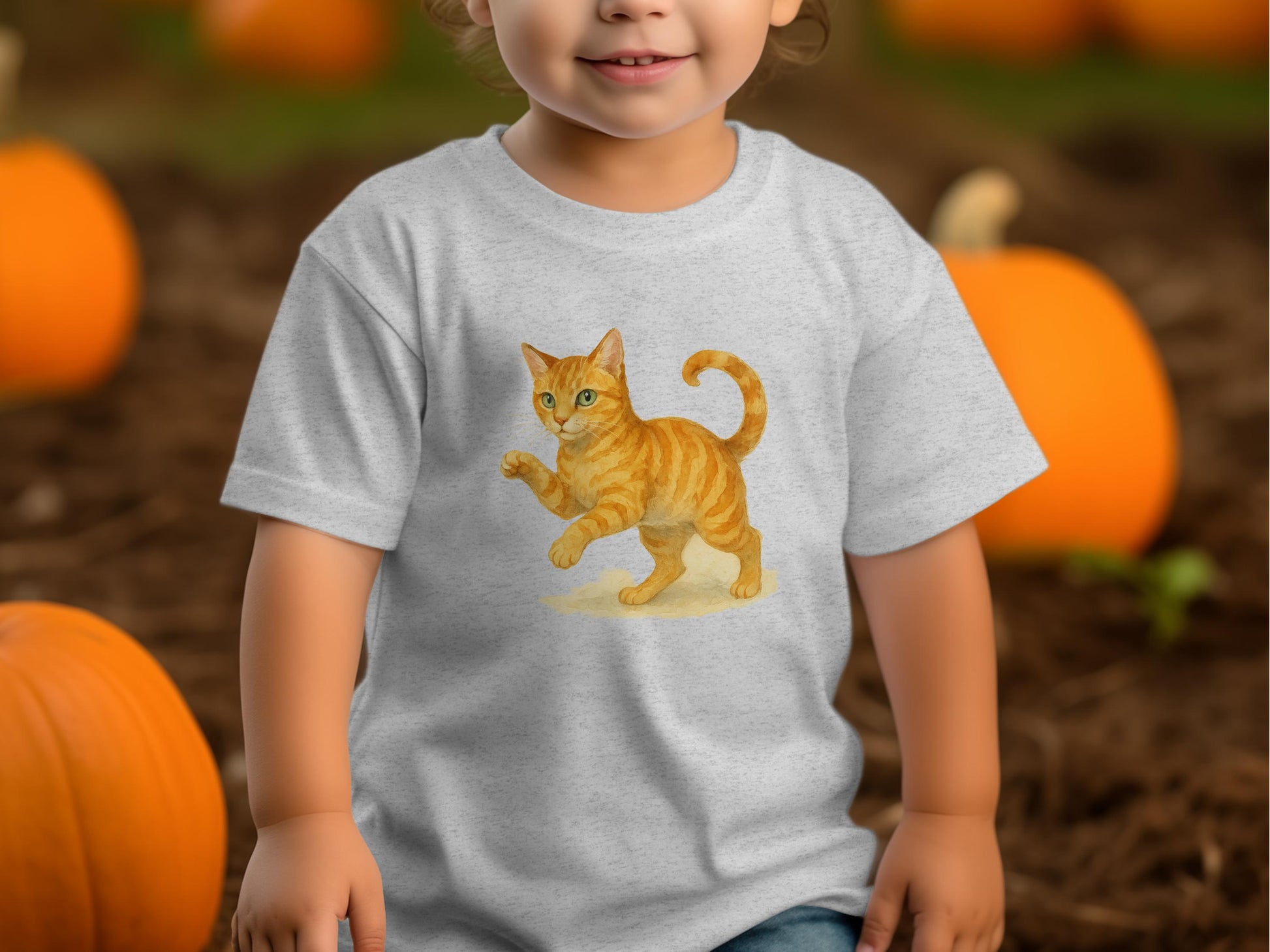 Playful Orange Cat Toddler Graphic Tee Shirt product