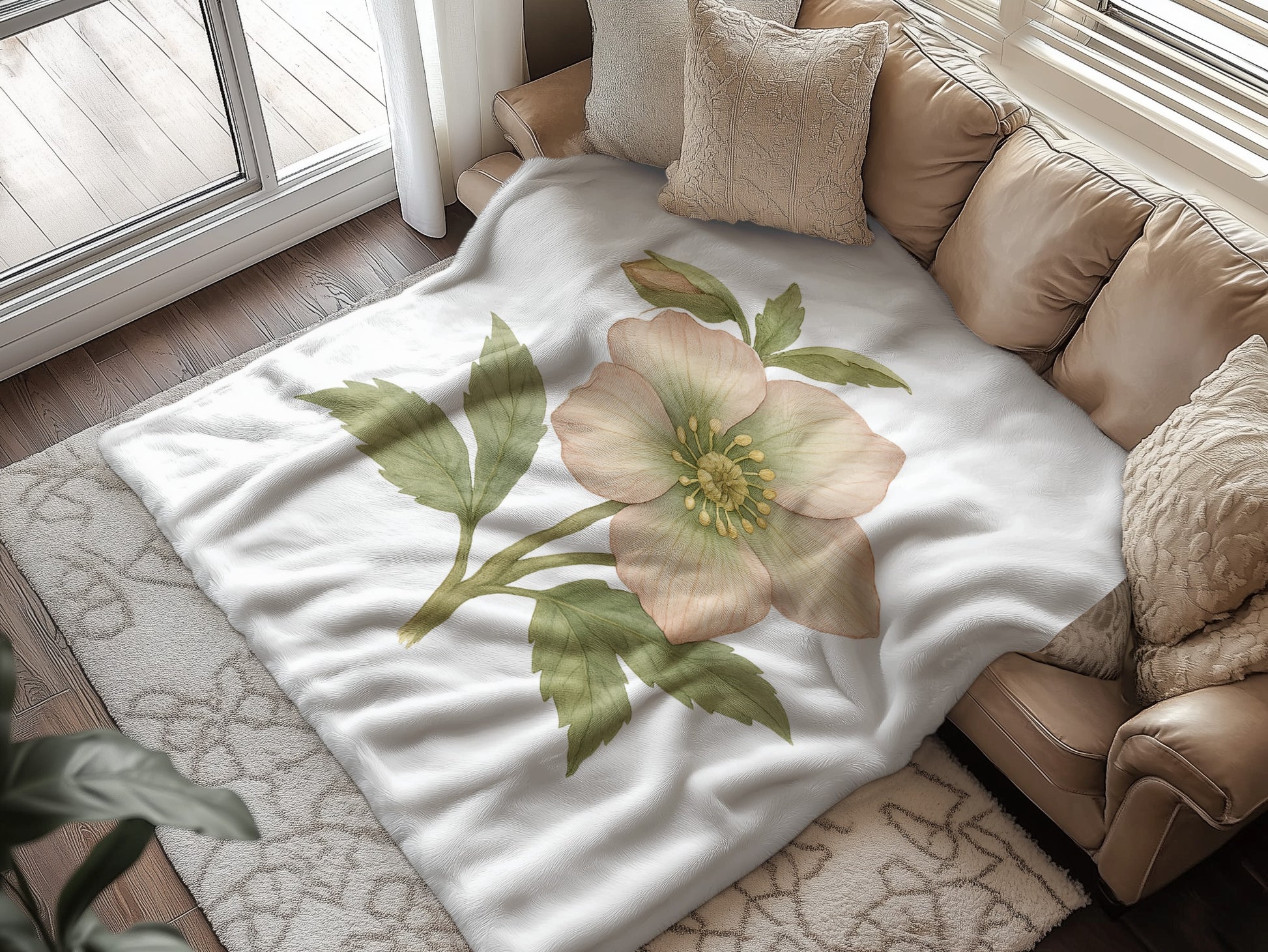 Elegant Floral Design Cozy Home Decor Blanket product