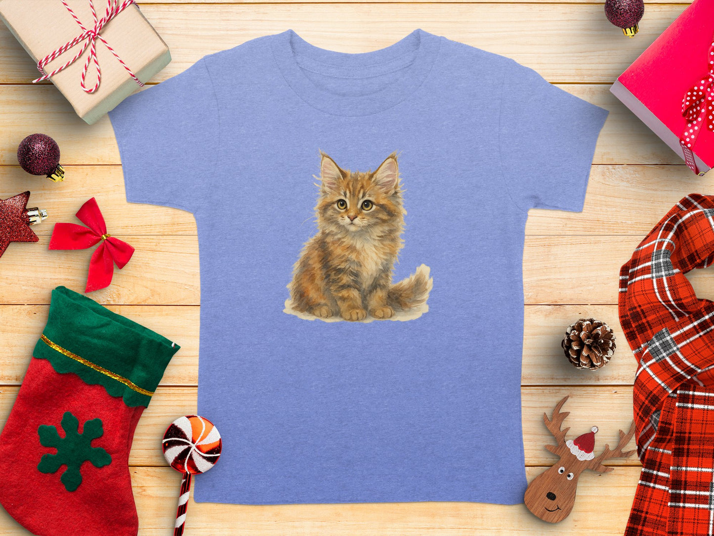 Cute Kitten Graphic on Heather Blue Shirt product