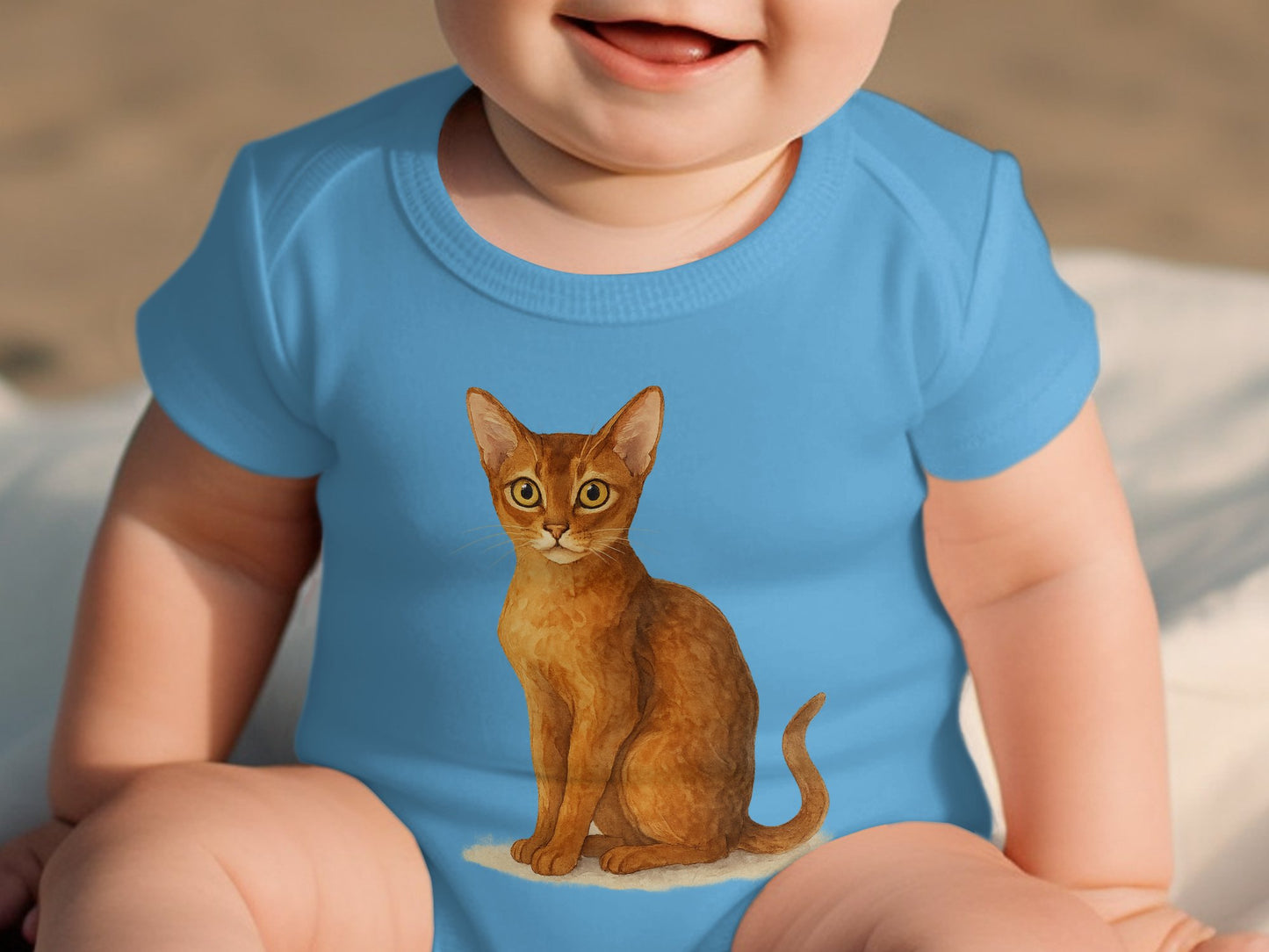 Cute Baby Onesie Blue with Cat Print product type