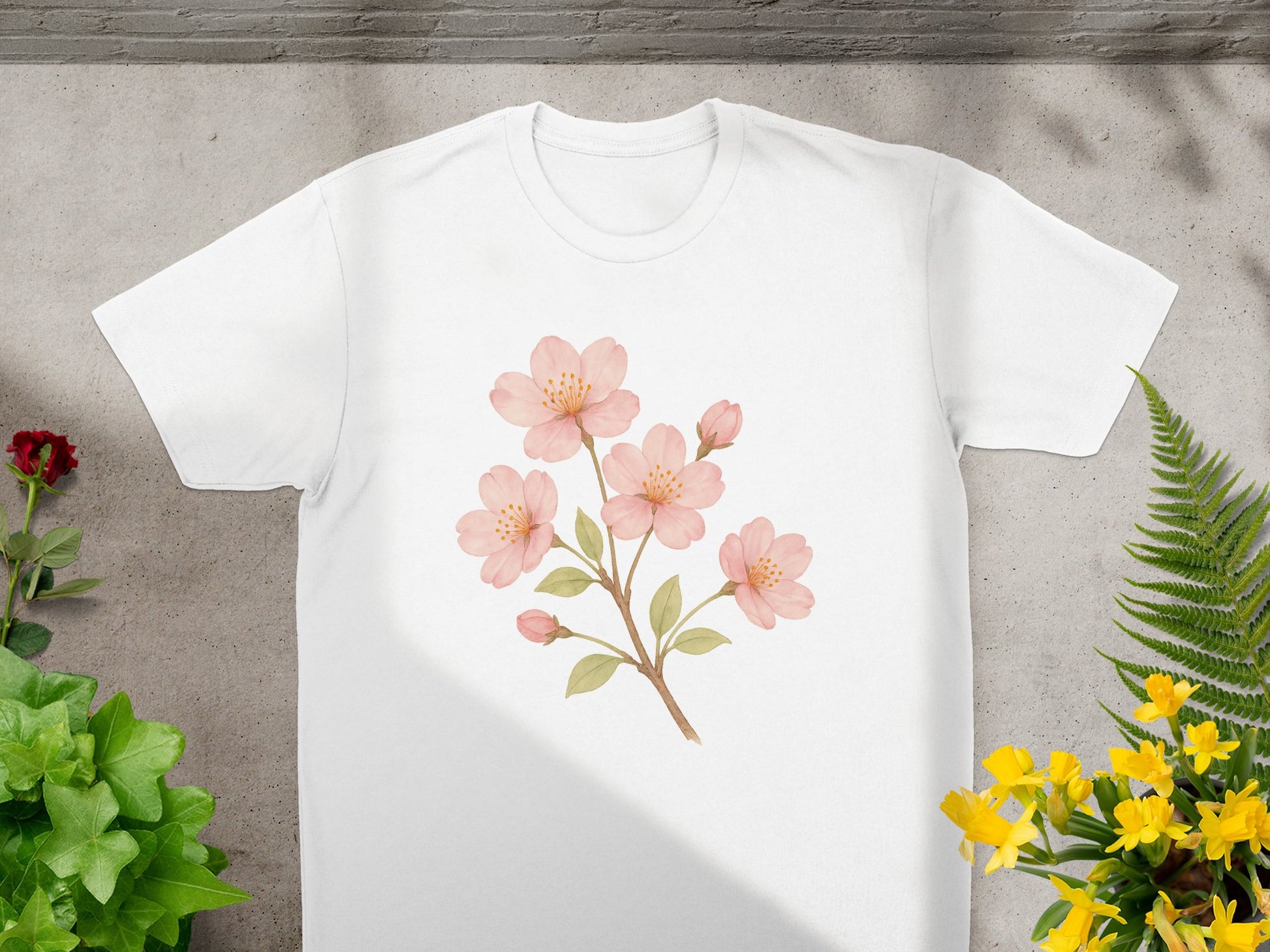 Beautiful Cherry Blossom Print White T-shirt product