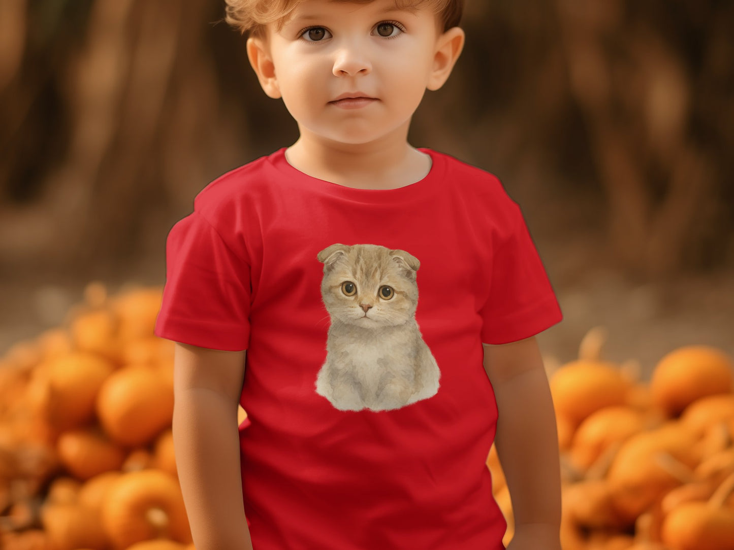 Adorable Kitten Design Red Toddler T-shirt Product
