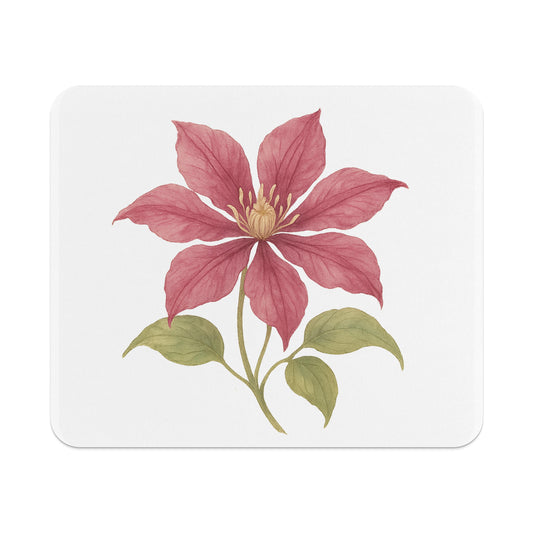 Elegant Red Flower Design on White Background Mousepad