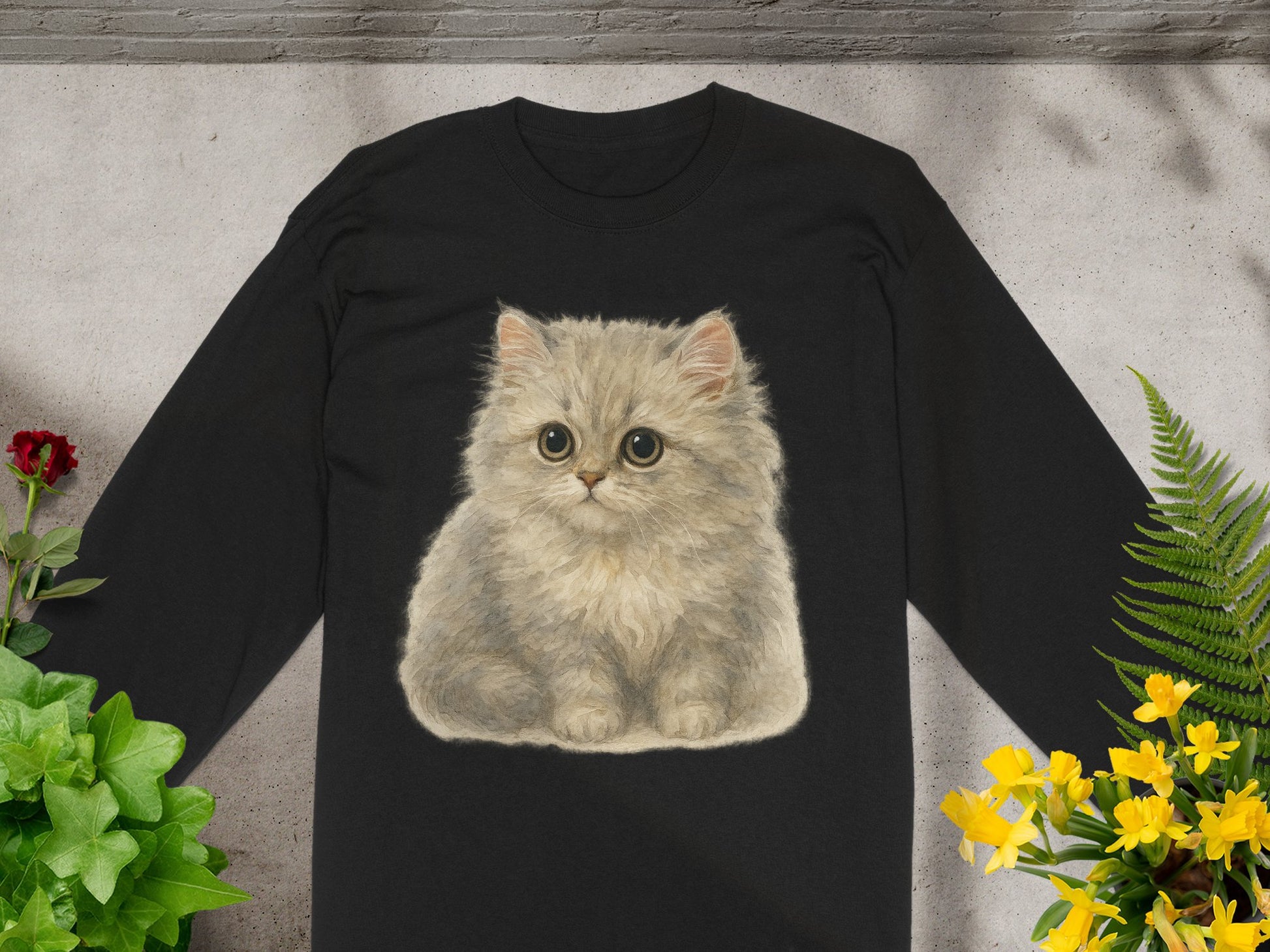 Cute Fluffy Cat Graphic Design Long Sleeve Shirt product