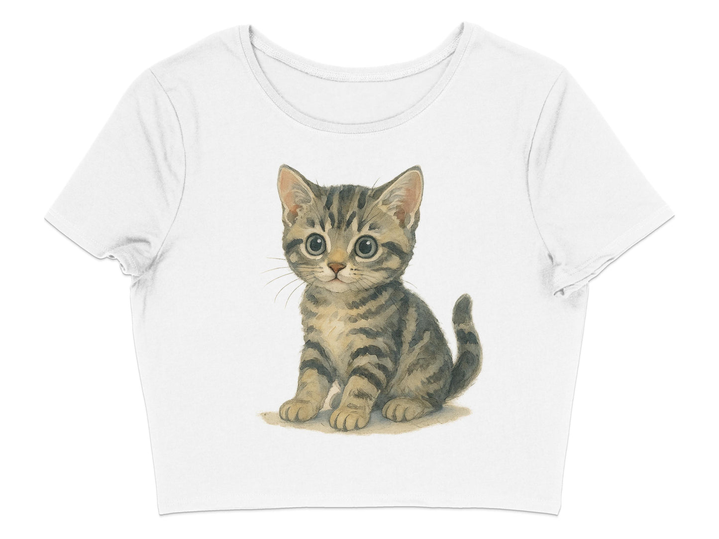 Cute Kitten Graphic Crop Top Shirt Women Apparel product
