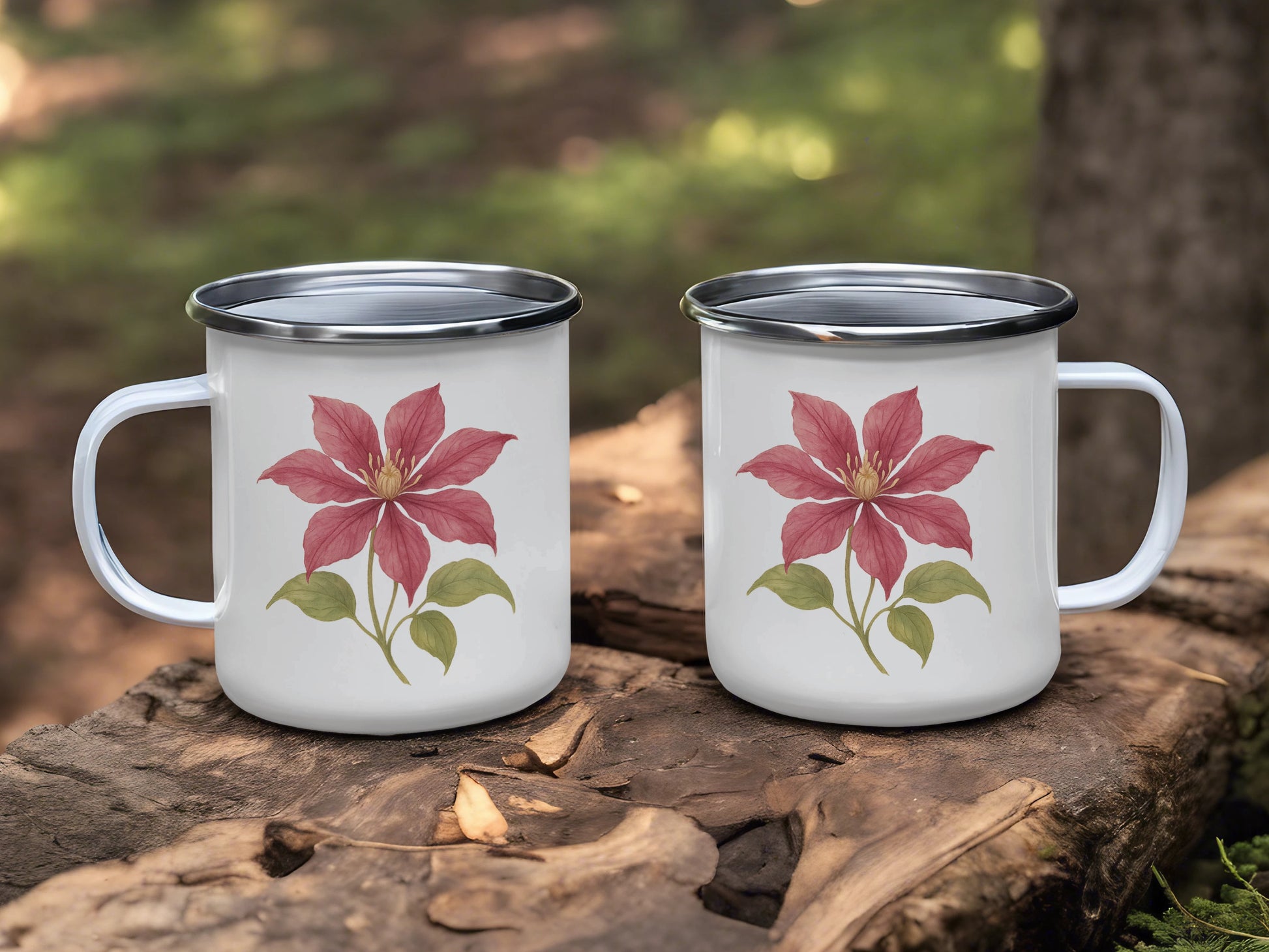 Floral Design White Camping Mug product type