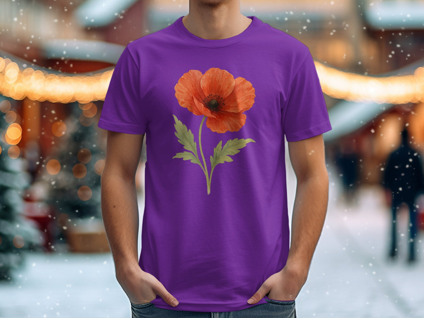 Purple T-shirt with Large Red Poppy Graphic product type