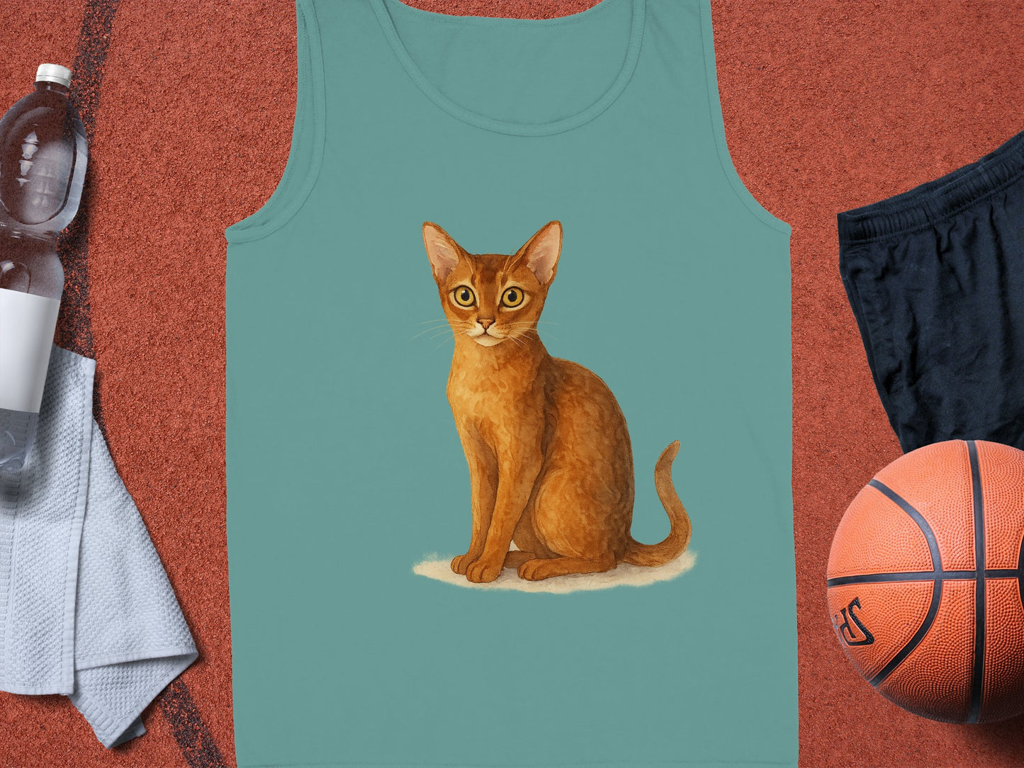 Cute Cartoon Cat Print Blue Sleeveless Tank Product