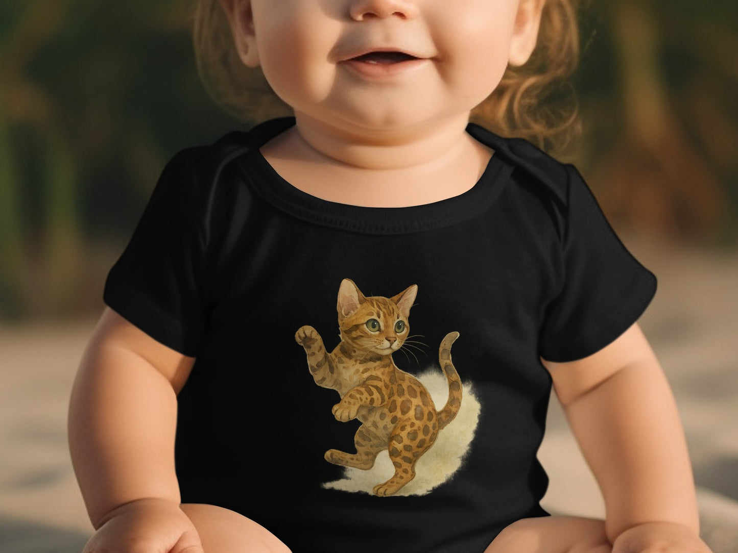 Adorable Baby Cat Printed Design on Infant Bodysuit product